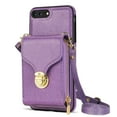 thumbnail image 2 of Nalacover Wallet Case for iPhone 8 Plus/iPhone 7 Plus,with Removable Adjustable Shoulder Strap,PU Leather Back Zipper Pocket Card Holder Stand Purse Shockproof Phone Case for Women Men,Purple, 2 of 10