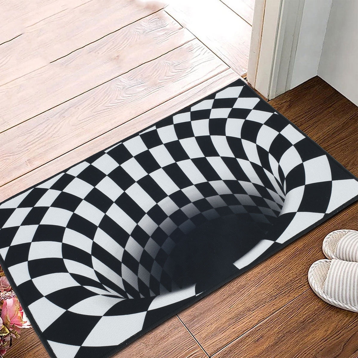 Miuline Vortex Illusion Doormat, 3D Stereo Vision Hole Doormat Rug Stereo Vision Door Mat For Halloween Living Room Bedroom Door Decor