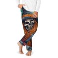thumbnail image 2 of Pofeuu Cartoon Pumpkin Skull Print Teenagers' Pajama Pants, Soft Lounge Pajama Pants with big pockets for Men Plaid Pj Bottoms-XS(5-6), 2 of 6