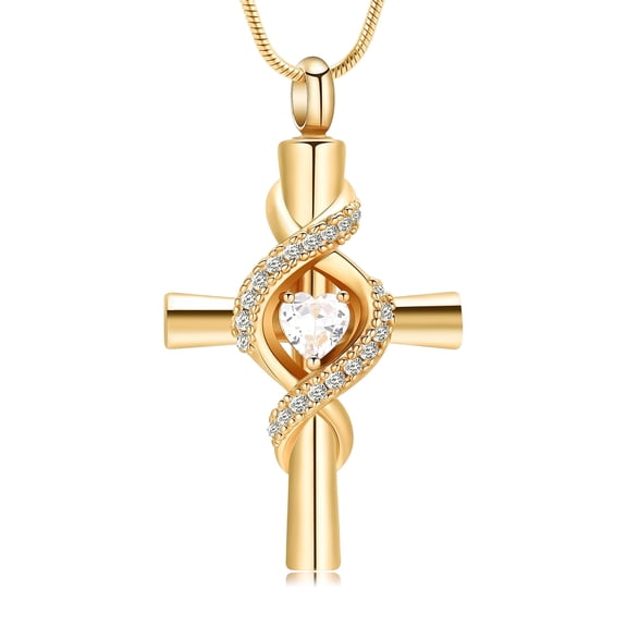 Cross Urn Necklace for Ashes Cremation Jewelry Stainless Steel Birthstone Pendant Memorial Keepsake for Pets Human Ash Holder