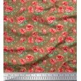 thumbnail image 1 of Soimoi Viscose Chiffon Fabric Stripe,Leaves & Peony Floral Print Fabric by Yard 42 Inch Wide, 1 of 3
