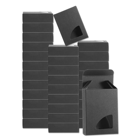32Pcs Soap Packaging Boxes 2.8x3.5x1.2 Inch Kraft Soap Box with Window(Triangle, Black)