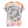 thumbnail image 5 of Mifsaly Tie-Dye Cotton T-Shirt for Women Short Sleeve Crew Neck Casual Summer Tops Colorful Print Lightweight Breathable Casual Blouse XXXL, 5 of 6