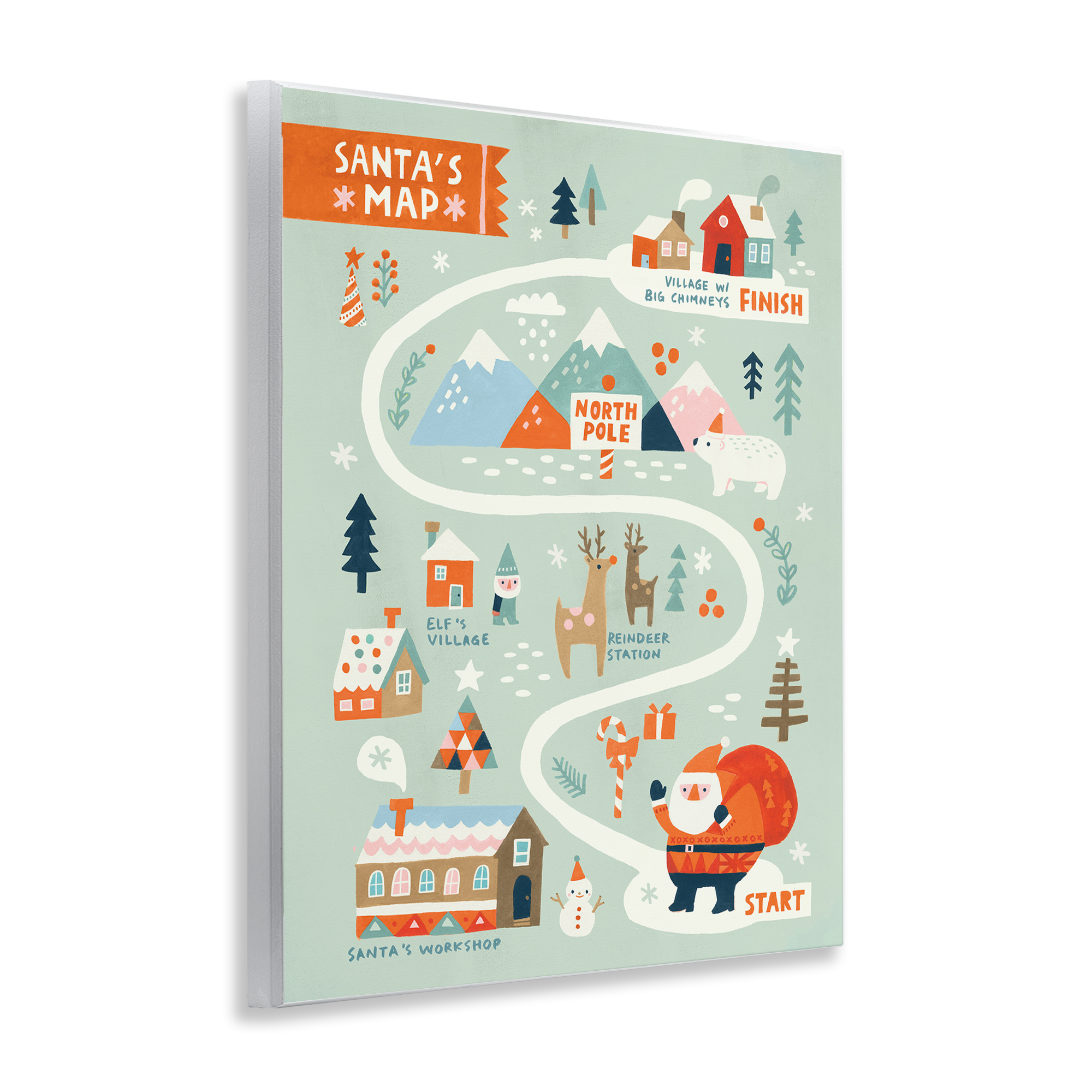 Stupell Industries Jolly Map Of North Pole Holiday Painting Unframed Art Prints Wall Art, 11 x 14