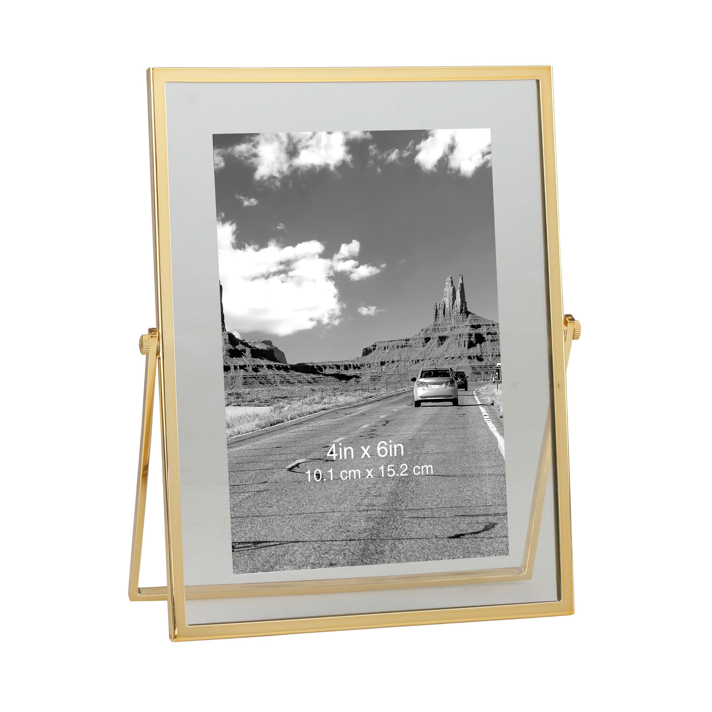 Better Homes & Gardens 4" x 6" Rectangle Metal Tabletop Floating Picture Frame, Gold