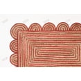 thumbnail image 2 of Rectangle Rug Natural Jute Rug Hand Braided Beige and Red Color Scalloped Area Rug, 2 of 5