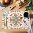 thumbnail image 2 of White Boho Placemats Set of 12, Retro Ethnic Colorful Flower Aesthetic Art Placemats for Dining Table, Place Mats for Kitchen Tabletop, Waterproof Wipeable Dining Table Mats Set, 2 of 9