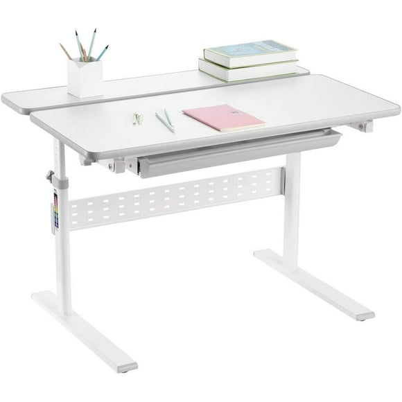 Children's Multi-Functional Ergonomic Kids' Desk Height Adjustable , Study Workstation Desktop 0°-40° Tilt Angle Student Table,Grey