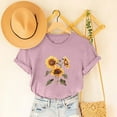 thumbnail image 2 of BiZtdJrK 2025 Summer Top for Women Sunflower Graphic Tees Teen Girls Cute Print T-Shirt Sales of The Day Clearance Pink L, 2 of 6