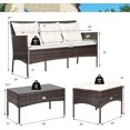 thumbnail image 3 of Gymax 3PCS Patio Rattan Sectional Conversation Furniture Set w/ Off White Cushions, 3 of 7