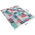 thumbnail image 4 of Blue Boho Pioneer Flower Patchwork Pattern Blanket,Comfortable Soft Lamb Wool Throw Blanket,All Season,Warm Lightweight Blankets for Sofa Bed Couch Living Room Chair,60"x80", 4 of 4