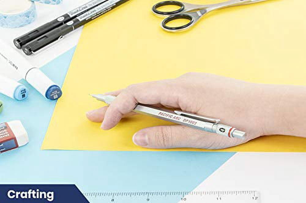 Pacific Arc - Chromograph Metal Mechanical Pencil .9 mm Silver Barrel Mechanical Pencil with Built In Adjustable Pencil Grade, Lead Pencil Holder for Drafting, Sketching, and Drawing