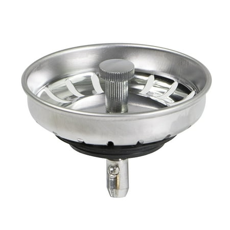 Everflow Stainless Steel Kitchen Sink Strainer Basket Replacement For Standard Drains 3 1 2 Inch Ball Lock Rubber Stopper