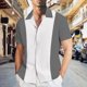 thumbnail image 3 of Camisas Para Hombre Manga Corta Camisa de manga corta de verano con de rayas impresas digitales en 3D para hombre Camisa informal de talla grande (Grey, XXL), 3 of 4