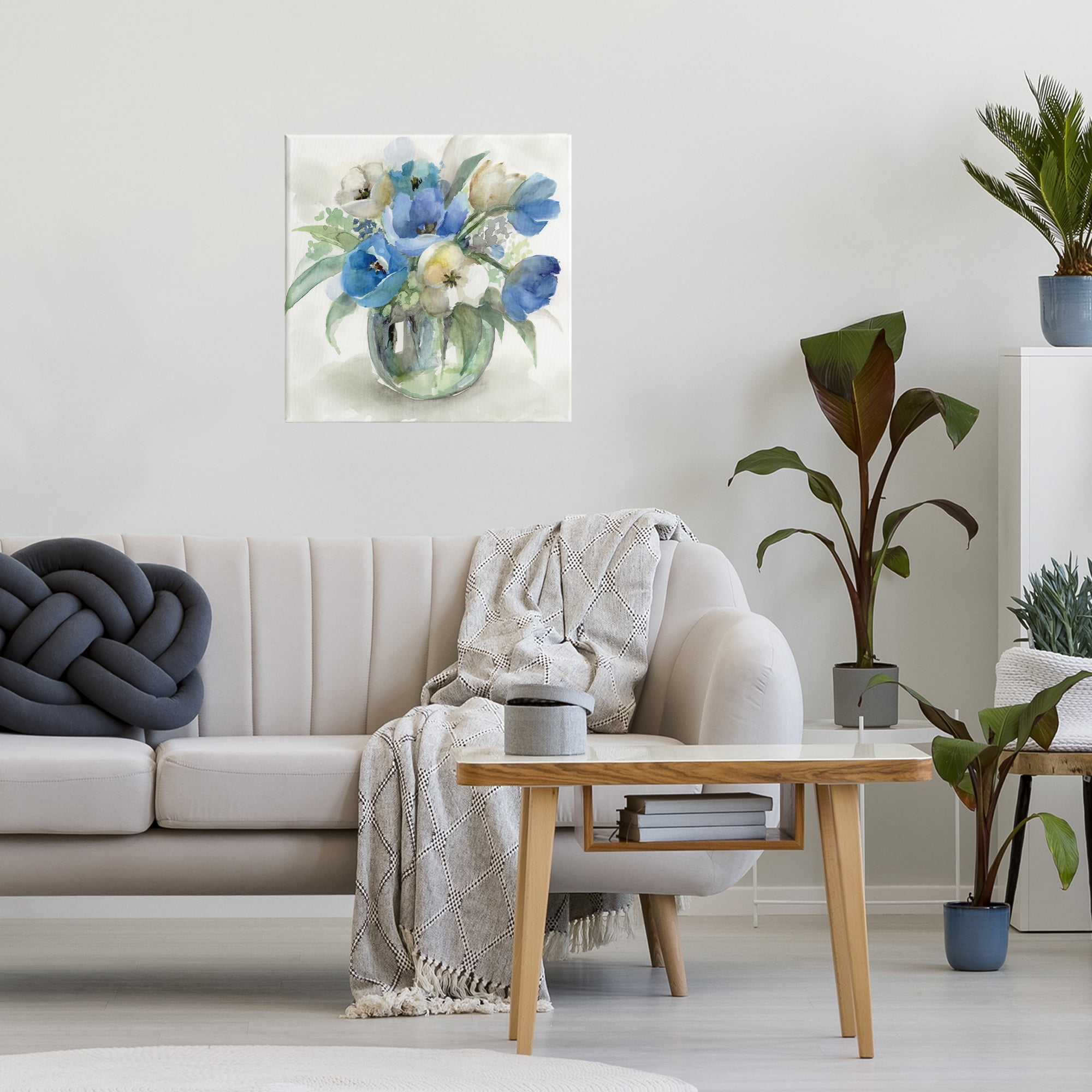 Stupell Industries Blue Tinted Flower Pot Canvas Wall Art, design by Nan