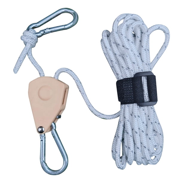 mfyjkho Cuerda tensora reflectante de 4 mm x 4 m con polea de metal, cuerda de nailon ajustable para camping, senderismo y uso al aire libre. Incluye 1 cuerda.