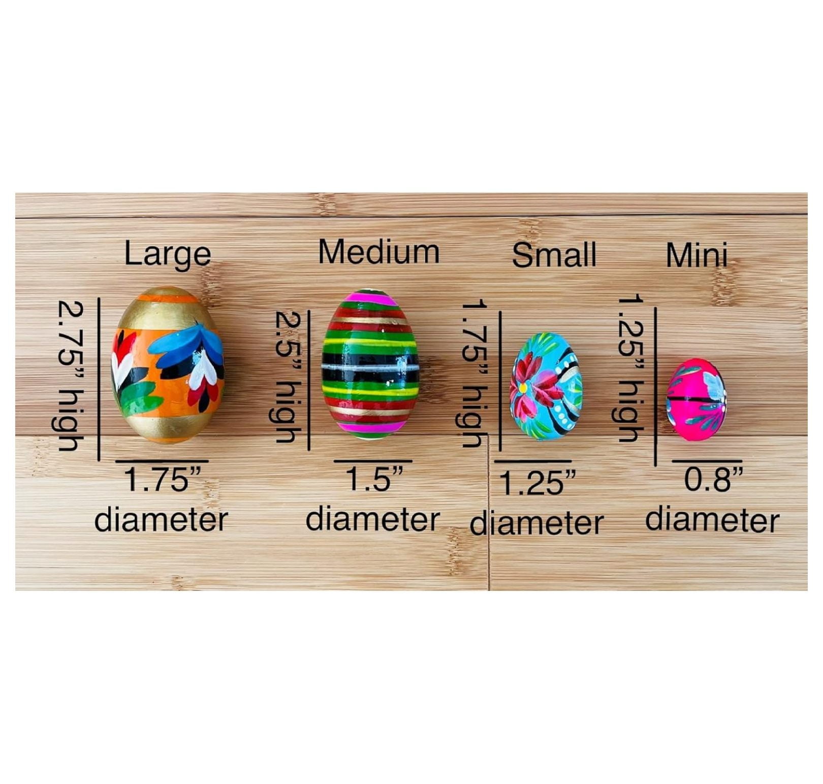 Pysanky (Pisanki) Handpainted Polish Wooden Easter Eggs - Bakers Dozen (13 Eggs, Small)