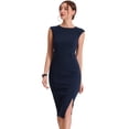 thumbnail image 2 of INSPIRE CHIC Robe Fourreau de Travail à Col Rond pour Femmes Coupe Ajustée Sans Manches Robes Crayon Moyen Bleu Marine, 2 of 2