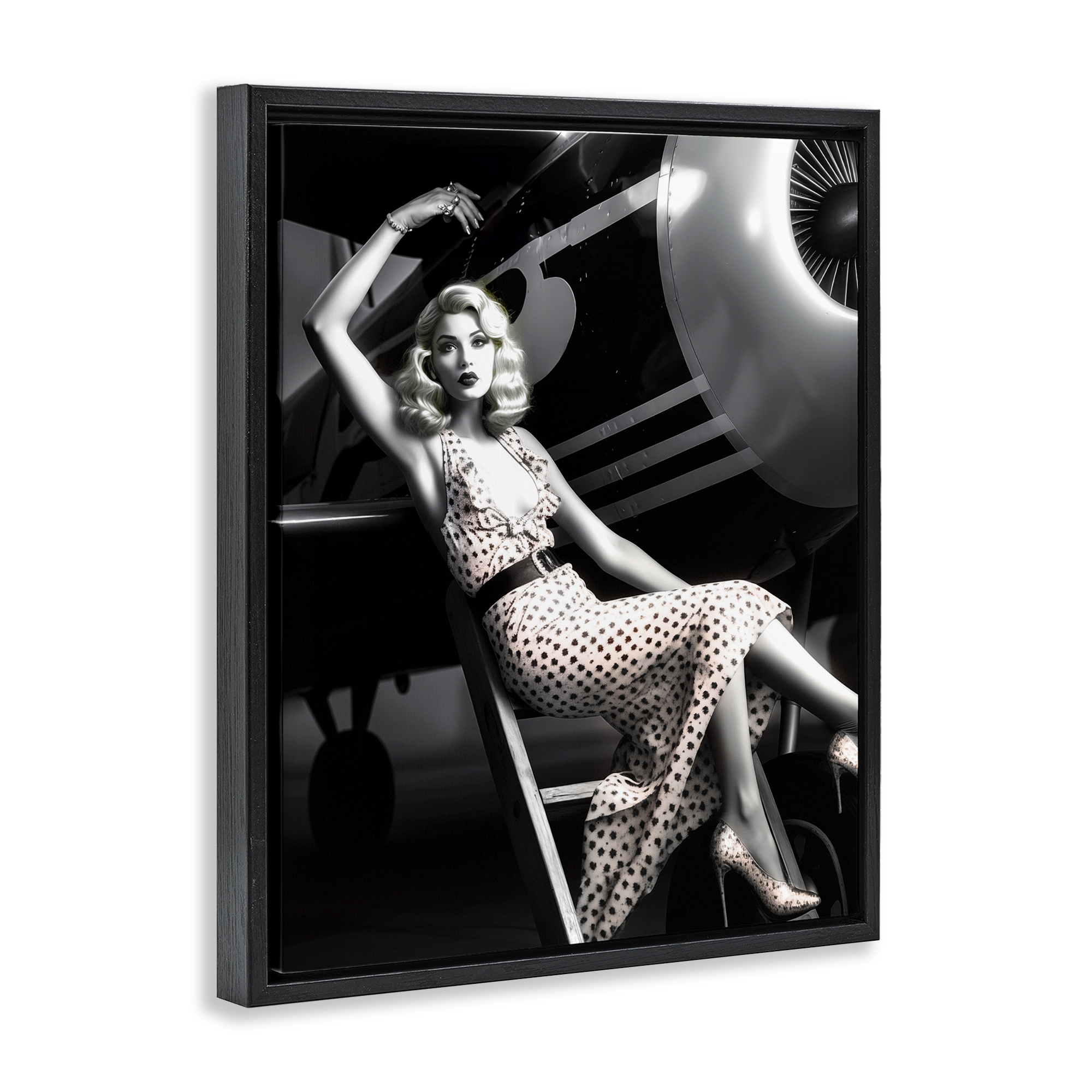 Stupell Industries Vintage Fashion Woman Novelty Painting Black Floater Framed Art Print Wall Art, 17 x 21