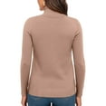 thumbnail image 4 of Turtleneck Sweaters for Women - Oversized Fall Winter Long Sleeve Soft Dressy Casual Knit Pullover Tops 2025 Light Brown L, 4 of 5