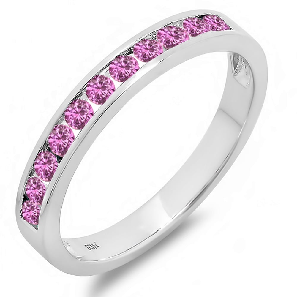 oro giallo 5 mm orecchini alone prigionieri ogni zaffiro rosa
