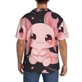 thumbnail image 3 of Gaeub Chibi Axolotl Sakura Fantasy Men's Lapel Short Sleeve Shirt,Cuban Shirts For Men,Short Sleeve Button Down Men, Soft and Breathable for Outdoors Party Travel-X-Large, 3 of 5