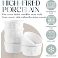 thumbnail image 7 of Bellemain Set of 6 Creme Brulee Porcelain Ramekins Mini Casserole Bowl Set, White, 4 oz Capacity, 7 of 7