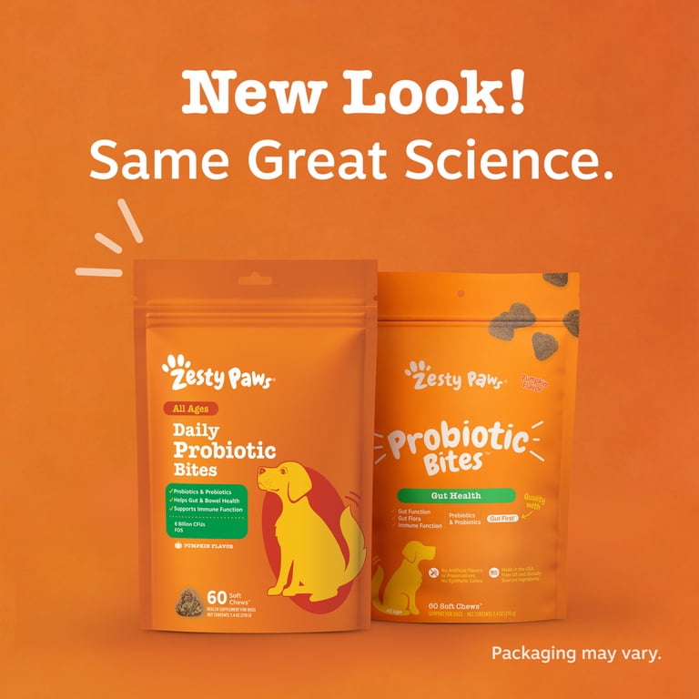 Zesty Paws Probiotic Bites Pumpkin Flavor Dog Supplement, 60 Count