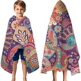 thumbnail image 3 of Multicolor Paisley and Floral Pattern Hooded Bath Towel，60"x35" for Ages 3 To 12 Kids, Quick Dry Lightweight Soft Microfiber Hood Beach Towel Cover Up for Kids, 3 of 7