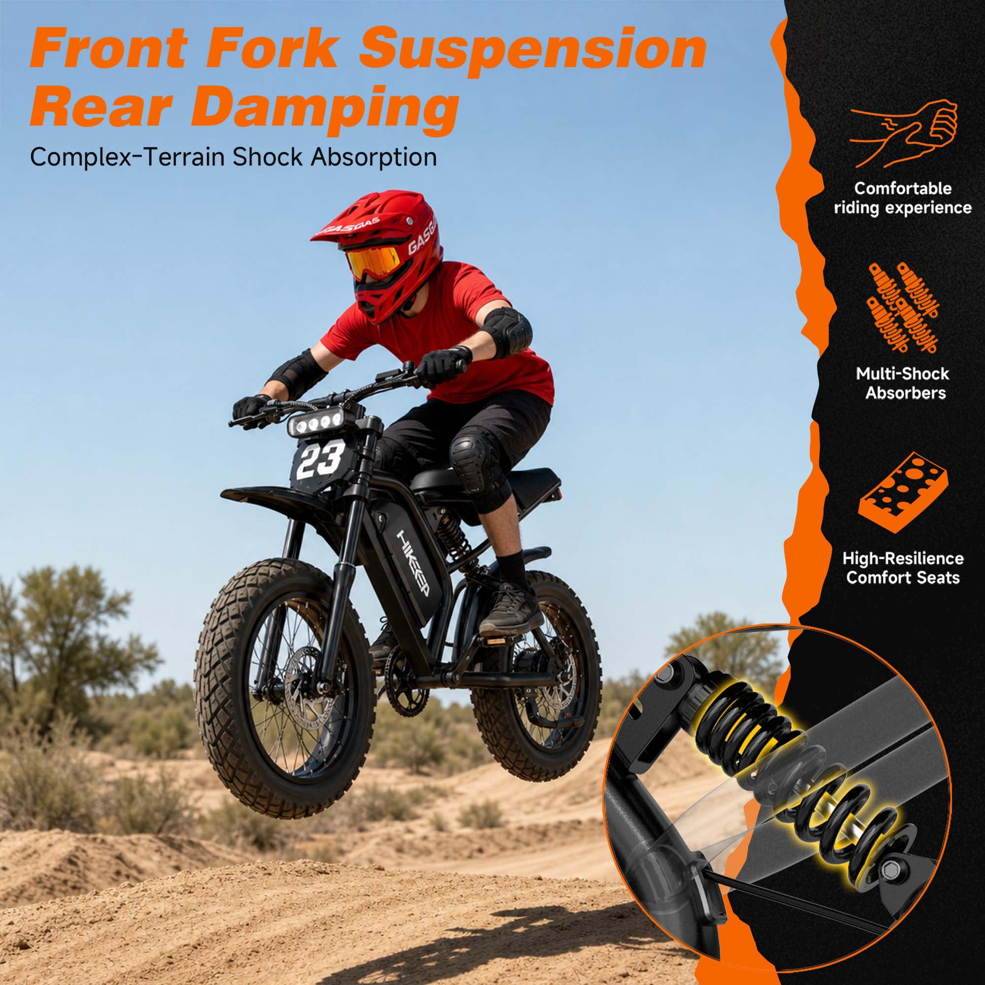20" Fat Tire Electric Bike for Adults, 1500W Peak Dirt Ebike, 48V 17.5Ah Battery, Electric Mountain Bike for Men, UL2849