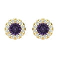 thumbnail image 3 of 1.18 Ct Round Cut Halo Studs Purple Alexandrite 14K Yellow Solid Solid Gold Everyday Dainty Earrings Screw Back, 3 of 7