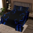 thumbnail image 2 of Erosebridal Modern Geometric Coverlet Set Queen, Blue Bedding Set, Futuristic Abstract Decor, 3pcs, 2 of 5
