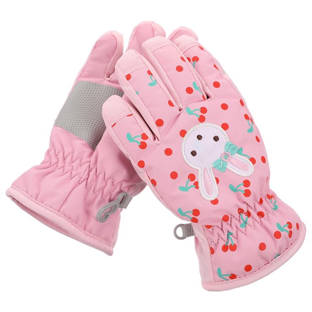GOOHOCHY 1 par de guantes de esquí cálidos de invierno para niños guantes de nieve con estampado de dibujos animados guantes de esquí