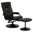 thumbnail image 1 of Contemporary Brown Leather Recliner and Ottoman with Leather Wrapped Base, 1 of 9