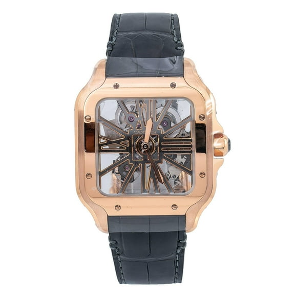 Pre-Owned Cartier Santos WHSA0018 40 MM Transparent Dial With Leather Bracelet