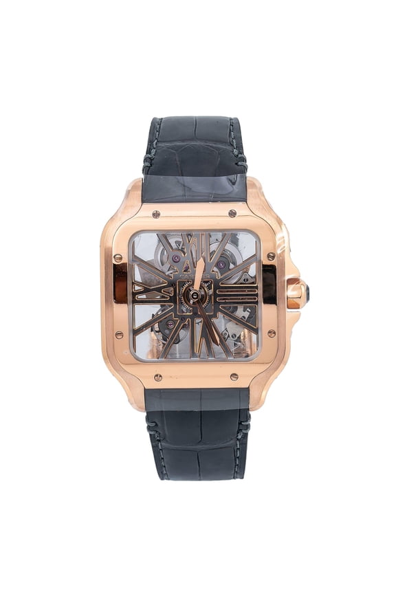 Pre-Owned Cartier Santos WHSA0018 40 MM Transparent Dial With Leather Bracelet