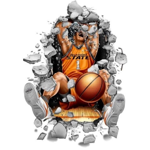 Oklahoma State Cowboys Wallcrasher Wall Decal - Basketball 11"