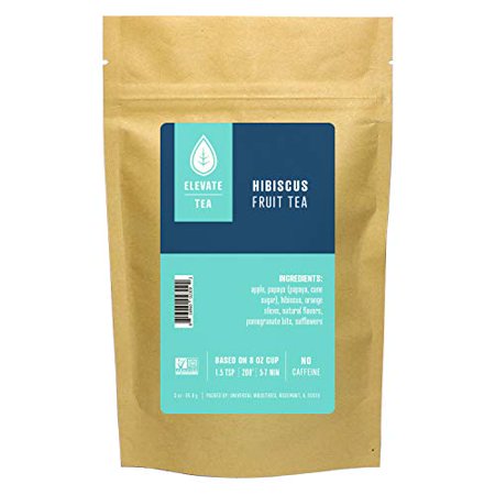 Elevate Tea HIBISCUS FRUIT TEA  50 servings  2 Pack of 3 oz Pouches  Caffeine Level: None  3 oz