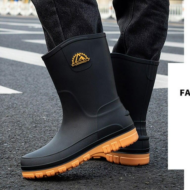 Liyufly Rain Boots for Men, Non-Slip Waterproof Rubber Boots