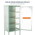 thumbnail image 4 of Mint Green Tempered Glass High Cabinet with Arched Fluted Glass Door, Adjustable Shelves & Anti-Tip Feet for Kitchen Storage & Display - Space-Saving & Durable Design, 4 of 9