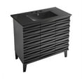 thumbnail image 4 of Cascade 36 in. Black Oak Bathroom Vanity With Black, 3-Hole Ceramic Sink Top, 4 of 8
