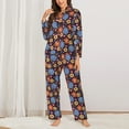 thumbnail image 2 of Daiia Leaves Flower for Women's Long-Sleeved Pajama Set – Soft & Comfortable Sleepwear Button-Up Pajamas Cozy Lounge Wear-Large, 2 of 7