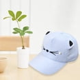 thumbnail image 2 of MKKAS Cute Cat Ears Baseball Hat for Girls, Pearl Bow Student Fashion Cap, Adorable Animal Style Sun Hat, Hats for Kids Girls, Aesthetic Ball Caps, Light Blue, 23*17*1, 2 of 4