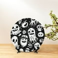 thumbnail image 6 of Balery Black White Spooky Ghosts Print Bone China Decorative Plate Ceramic Dinner Plates Art Crafts with Display Stand-10in, 6 of 6
