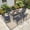 Blue (Swivel chair+Dining chair)), variant on Hzzkey 7-Piece Outdoor Dining Set, Cast Aluminum Rectangle Table with Swivel Chairs, Red Cushions, Umbrella Hole