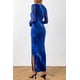thumbnail image 2 of Vestido PRETTYGARDEN Ajustado Maxi de Manga Larga Fruncido Azul XS, 2 of 8