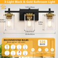 thumbnail image 7 of Pynsseu 3-Light Black and Gold Multi Mounting Position LED Vanity Light with Clear Glass Shades, 7 of 7