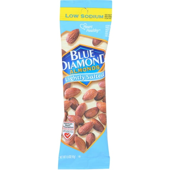Pack of 12, Blue Diamond Lightly Salted Low Sodium Almonds, 1.5 oz