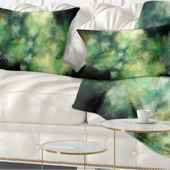 Designart Perfect Green Starry Sky - Abstract Throw Pillow - 12x20
