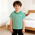 thumbnail image 1 of T-shirt Classique à Rayures Col Rond pour Enfants Manches Courtes Décontracté Doux Confortable pour Jouer au Quotidien, 1 of 5